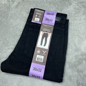 Kenneth Cole Straight Fit Stretch Denim Pants Black Size 30x32 New a0124